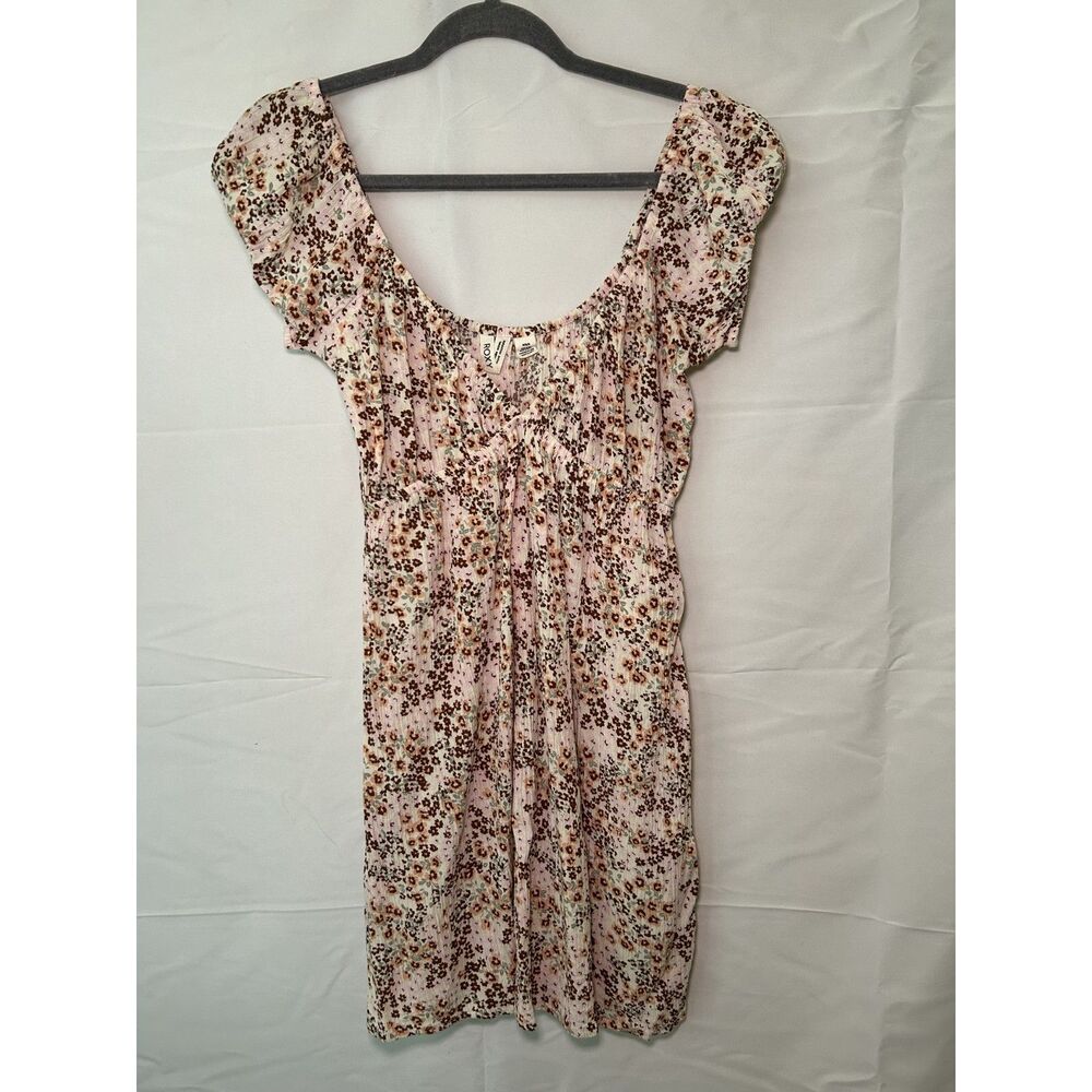 Women's Roxy Babydoll Dress Beachy Surfer Cap Sleeved Summer Size M Floral